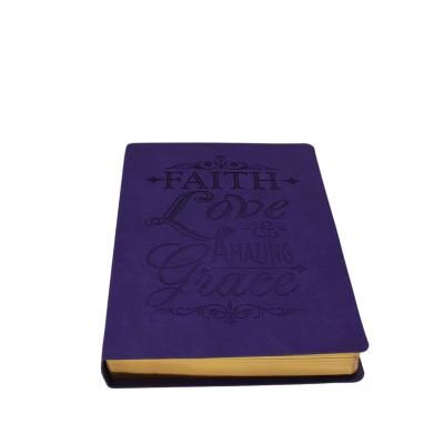 China Exquisite Luxury Gift Business Logo Printing Embossed Soft Purple Custom PU Leather Notebook for sale