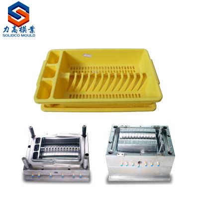 China Plastic Factory Customize Kitchenware Dishes Dryer Storage Washing Tray Plastic Dish Rack Injection Mold for sale