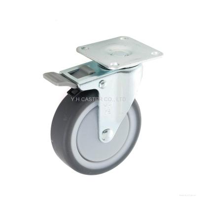 China Modern 75mm Inch TPR Swivel Plate Caster With Side Brake for sale