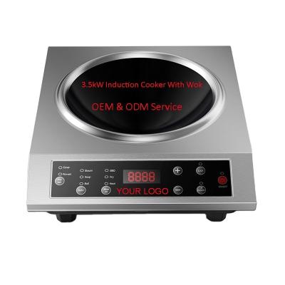 China 3.5kw Hotel Commercial Concave Wok Cooker Induction Hotel Restaurant Portable Kitchen Cooking Stainless Steel 220v Induction Cooker for sale