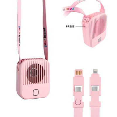 China 2021 New Multi Function Neck USB Fan Multi Function Neck USB Fan With Lanyard Cable Backup Hanging Charging Outdoor Fan With Rechargeable Battery for sale