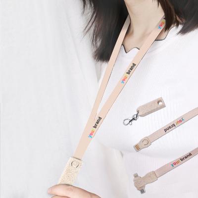 China Biodegradable MP3 / MP4 Player Wheat Multi Charging Straw Lanyard Cable Eco - Friendly for sale