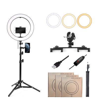 China Photogrphy Live Tik Tok 10 Inch Photographic Phone Selfie Ringlight 26cm Makeup Fill Lamp Led Ring Light With Tripod Stand for sale