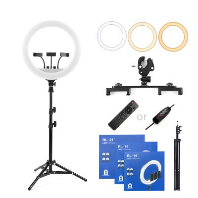 China ABS+PC 18 Inch Selfie Fill Lamp Dimmable Rechargeable Battery Operated Makeup Ring Light With Tripod Stand Carrier Bag for sale