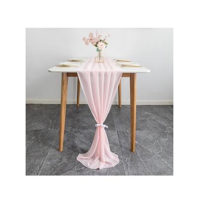 China Decorate Wholesale dining table decoration table flags solid color simple polyester chiffon yarn wedding banquet party fabric for sale