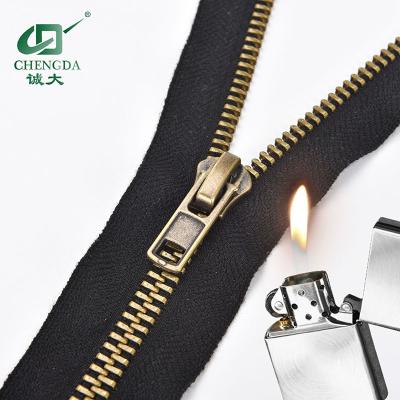 China CHENGDA Fire Resistant 5# Fire Resistance Metal Zipper Zipper X Fire Retardant Fire Retardant Brass Style Custom Two Way Zipper for sale