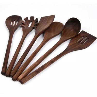 China Sustainable New 6 Pieces Black Walnut Kitchen Utensils Household Kitchen Solid Wood Baking for sale