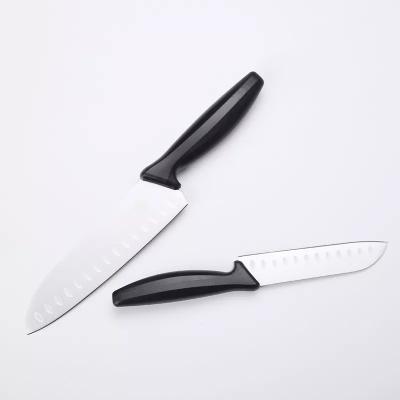 China Best Viable Wholesale Kitchen Stainless Steel Santoku Knife Set Chef Knives Set 2pcs Multi Purpose Cutlery Cooking Knife for sale