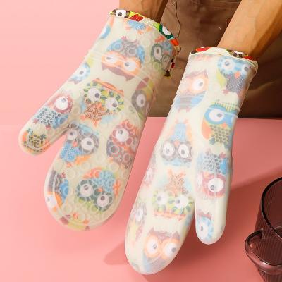 China Printed New Silicone Oven Gloves Heat Resistant And Heat Insulating Sustainable Use For Barbecue , Kitchen for sale