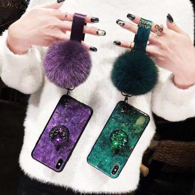 China Wholesale Cheap Fuzzy Pendant Marble Phone Case TPU New Arrival Marble Mobile Phone Cover For iPhone X XS XR XS Max for sale