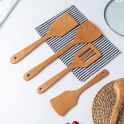 China Sustainable Eco - Friendly Wholesale Wooden Kitchen Utensils Cooking Spoon And Spatula Set for sale