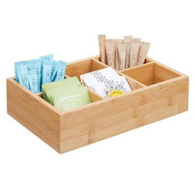 China Desktop Sundries Storage Box 6 Compartments Sundries Underwear Cosmetics Factory Direct Selling Tea Box Household Bamboo Viable for sale