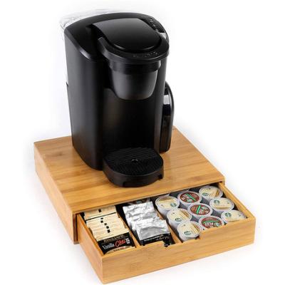 China Viable Hot Selling Bamboo Bamboo Coffee Storage Box Amazon Capsule Large Capacity K-Cup Storage Coffee Rack for sale