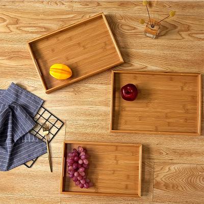 China Sustainable Household Japanese Creative Bamboo Tea Kitchen Rectangular Single Wooden Party Outside Picnic Dish Fruit Dish Tray for sale