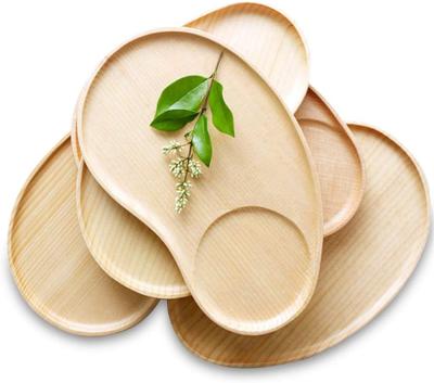 China Sustainable Wooden Dessert Appetizer Snack Dish Decorative Wooden Oval Plates Dish Cocktail Cookie Dish for sale