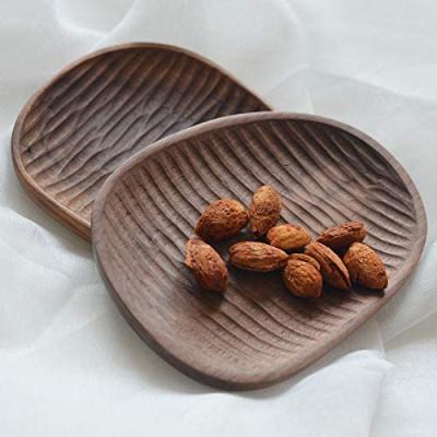 China Black Walnut 2 Snack Dessert Salad Fruit Dish Decor Living Wooden Dish Set Sustainable for sale