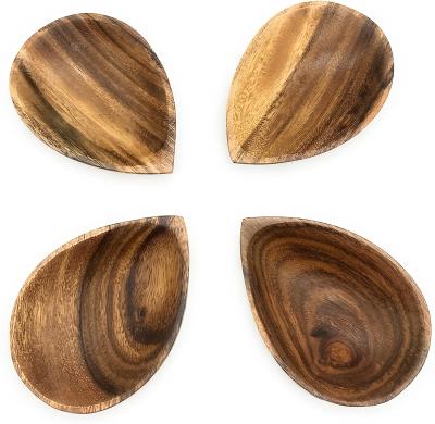 China Acacia Wood Tray Plate Tear Drop Design Hawaiin Style Decor Food Viable Latin Dish for sale