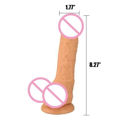 China Odorless Just Like Real Skin 8 Inch Plastic Rubber Penis Sex Toys For Female for sale