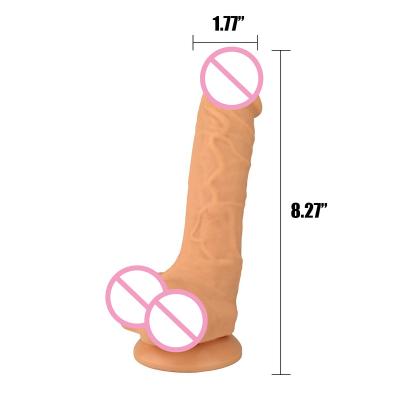 China Odorless Just Like Real Skin 8 Inch Plastic Rubber Penis Sex Toys For Female for sale