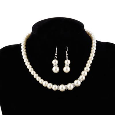 China TRENDY Fashion Pearl Choker Beaded Necklace Bracelet Earring Sets For Women Wedding Jewelry Earrings And Necklace Set for sale