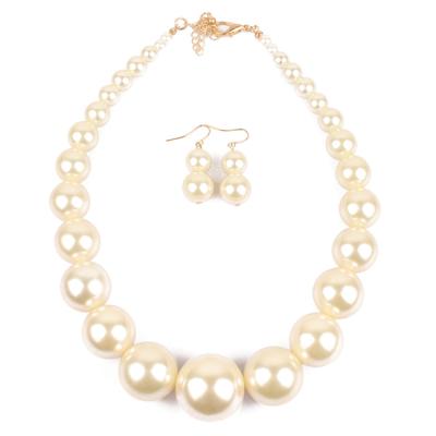 China Fashion TRENDY pearl necklace beaded necklace set for women and women fashion jewelry wedding earrings necklace set chocker for sale