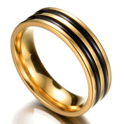 China FASHIONABLE jewelry wholesale unisex delicacy high quality stainless steel minimalist couple rings black gold for sale