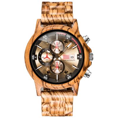 China Luxury Good Quality Multifunctional Chronograph Brand Gold Watches Men Wooden Wristwatches for sale