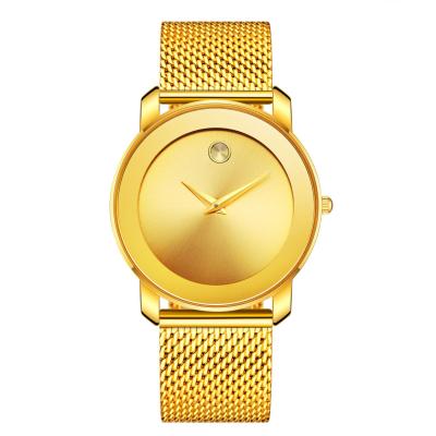 China Luxury Brand Men's Gold Mesh Strap Watches Casual Minimalist Silver Watches Water Resistant for sale