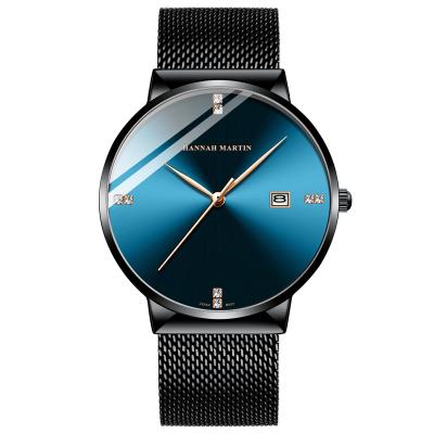 China New waterproof hot sales Hannan Martin 901 minimalistic men's wristwatches with black stainless steel band for sale