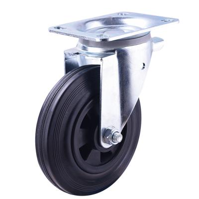 China PIVOT 8 Inch Plastic Core Swivel Waste Bin Caster With Black Rubber Wheel for sale