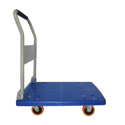 China Durable 150kg Capacity Hand Trolley Heavy Duty Industrial Plastic Foldable Trolley For Warehouse for sale