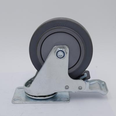 China swivel & Brake3 4 Inch Medium Duty Total Brake Caster With TPR Thermoplastic Rubber Wheel for sale