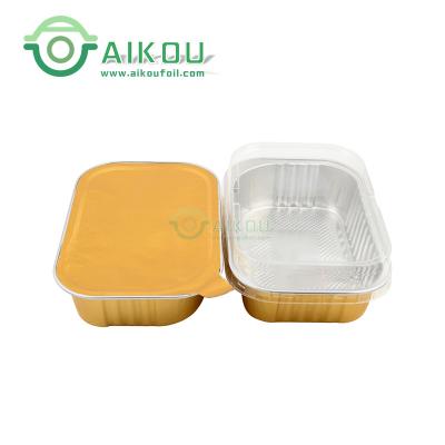 China Disposable safe / microwave safe / ovenproof dishware 320ml / 10.7oz smoothwall aluminum containers colored boxes / eco-friendly salad take out boxes healthy package use Aluminium foil for sale