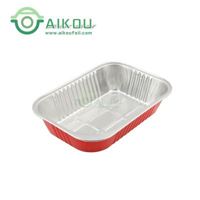 China Disposable/Eco-friendly/Colorful/Microwave Oven Easy Container Food Packaging 650ml Aluminum Foil Food Containers Safe Disposable Quick Takeout Container for sale