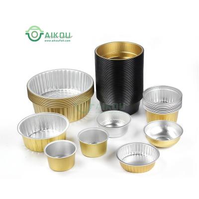 China 2000ml Microwave Round Food Packing Aluminum Foil Packing Round Tray Eco-Friendly Red Microwable Casserole Disposable Aluminum Foil Container for sale