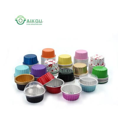 China Disposable Dessert Disposable Black Baking Cups Cake Decorating Tools Colorful Ramekin With Lid Plastic Pudding Custard Container for sale