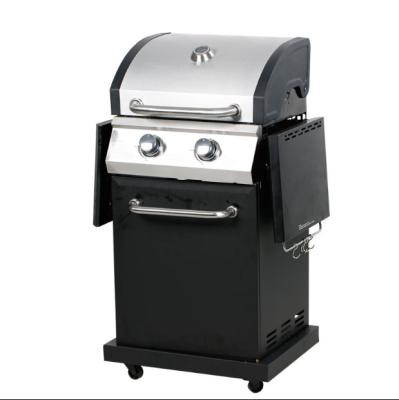 China Best Selling Outdoor Morden Gas BBQ Grills GRILL Grills On Wheels And Smokeless 2 Burners With Side Table for sale