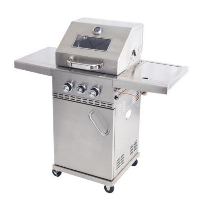 China Morden New Model Silver Gas Grill Outdoor Barbecue Gas Australian Grill With Cart for sale