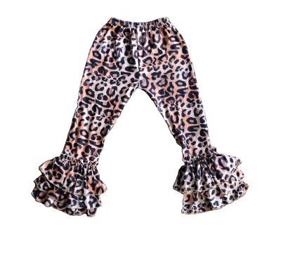 China Boutique RTS babies pants long ruffles leopard print pants children boutique wholesale clothes for sale