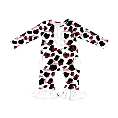 China Wholesale custom girls rompers cow print cow print baby clothing factory drop boutique clothing for sale