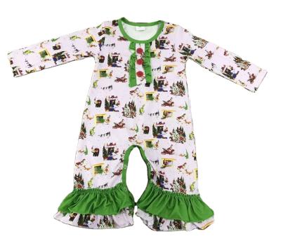 China RTS Casual Baby Newborn Fashion Green Color Merry Christmas Popular Cute Cute Comfortable Rompers for sale