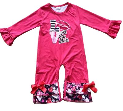 China RTS Children's Casual Overalls Wholesales Red Valentine's Day Children's Rompers Fashion Color Printing Popular Cute Love for sale