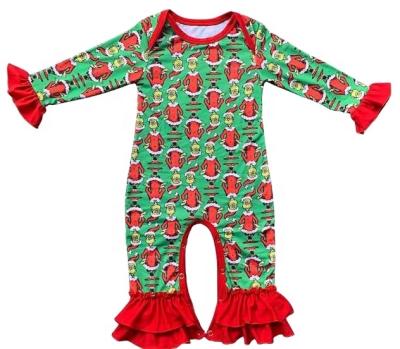 China Hot Custom Baby Clothing Custom Best Seller Green Color Design Christmas Fairy Kids Rompers for sale