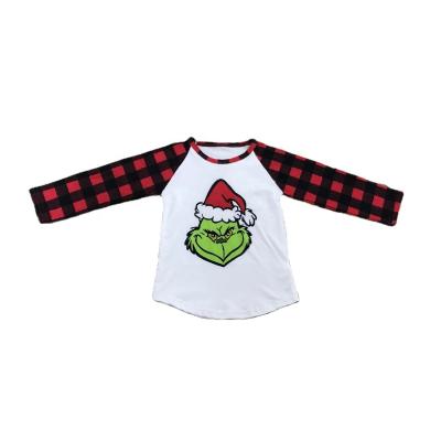 China White And Red Color RTS Children Clothing Wholesale Sales Casual Cartoon Print Long Sleeve Christmas Kids Tops for sale