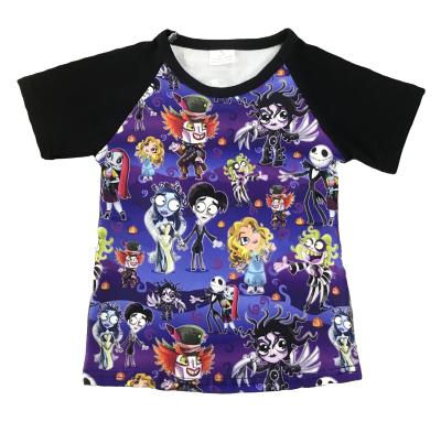 China Fashion Kids Boutique Casual Clothing Tops Summer Ghost Print Halloween Party Matching Kids T-shirt for sale