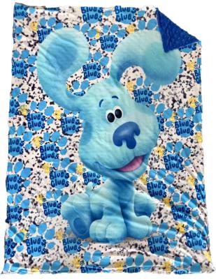 China Eco-friendly Soft Plush Children's Blanket Blue Color Cartoon Dog Printing Blankets For Kids for sale