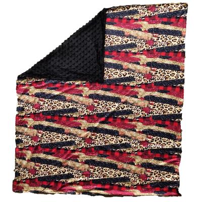 China Eco-friendly Soft Children's Warmth Black Color Plush Leopard Print Blanket Blankets And Red For Kids for sale