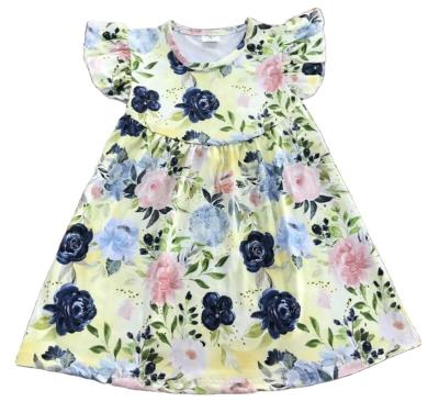 China Boutique RTS lovely summer baby pearl dress with print pink girls boutique dress wholesale customization support for sale