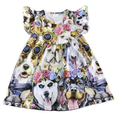 China Baby casual sells dogs and popular wholesale flower print dress girl dress summer 2021 hot for sale