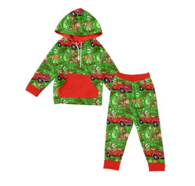 China Boutique Drop Kids Outfits Wholesale Christmas Long Sleeves Long Pants Girls Hoodie Outfit Girls Hoodie Set for sale